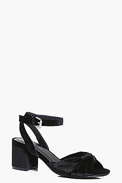 Boohoo Heidi Knotted Front Low Block Heel