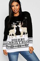 Boohoo Plus Reindeers Christmas Sweater