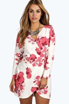 Boohoo Plus Lottie Printed Wrap Front Dress Multi