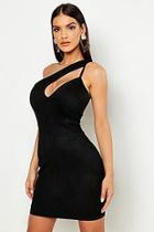 Boohoo One Shoulder Suedette Cut Out Bodycon Dress