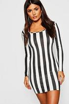 Boohoo Square Neck Wide Stripe Bodycon Mini Dress