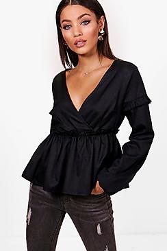 Boohoo Rose Ruffle Blouse