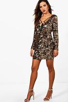 Boohoo Rosie Sequin & Mesh Harness Dress