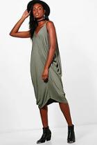 Boohoo Michaela Twist Strap Oversized Jersey Midi Dress