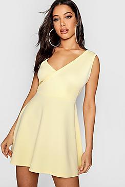 Boohoo Wrap Top Skater Dress