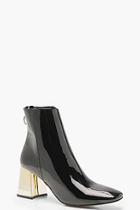 Boohoo Gold Heel Patent Shoe Boots