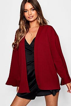 Boohoo Ruffle Detail Collarless Duster