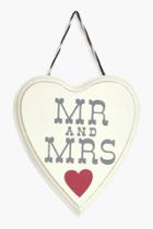 Boohoo Mr & Mrs Wooden Plaque Cream