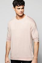 Boohoo Oversized Raglan 3/4 Sleeve Sweatshirt Pink
