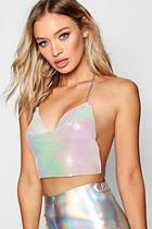 Boohoo Amy Holographic Chainmail Crop Body Chain