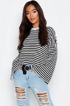 Boohoo Petite Stripe Wide Sleeve Top