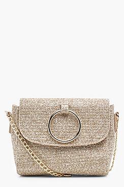 Boohoo Antoinette O Ring Metallic Cross Body Bag