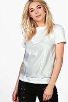 Boohoo Skye Metallic Cami 2 In 1 Tee
