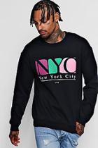 Boohoo Nyc Chest Print Sweatshirt