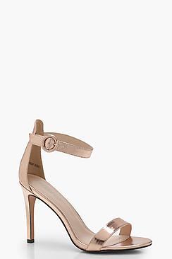 Boohoo Katie Metallic Mid 2 Part Heels