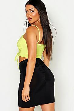 Boohoo Slinky Ruched Bum Detail Midi Skirt