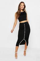 Boohoo Petite Contrast Rib Skirt & Top Co-ord