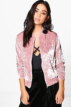 Boohoo Sarah Crushed Velvet Bomber