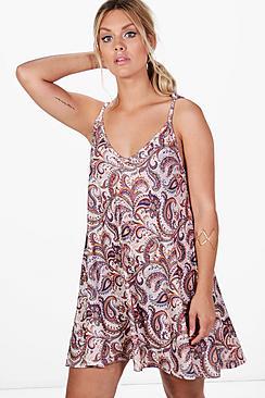 Boohoo Plus Emma Paisley Strappy Swing Dress