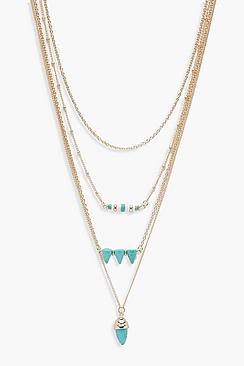 Boohoo Rosie Layered Turquoise Bead Necklace