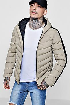 Boohoo Contrast Side Panel Hooded Puffer