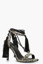 Boohoo Jessica Brocade Tassel Trim Heels