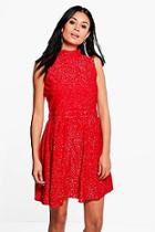 Boohoo Camelia Sparkle High Neck Midi Dress
