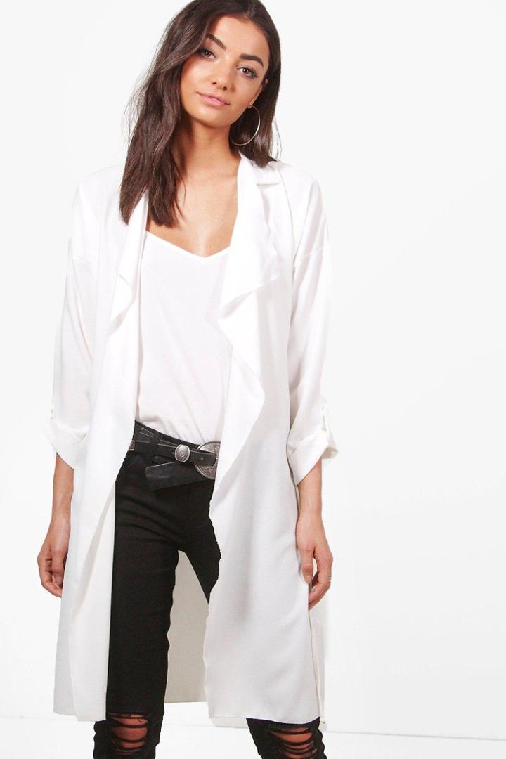 Boohoo Tall Amalia Waterfall Woven Duster Ivory