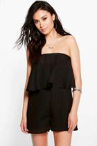 Boohoo Double Layer Woven Strapless Playsuit Black