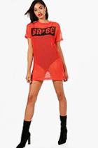 Boohoo Georgia Babe Slogan Mesh T-shirt Dress