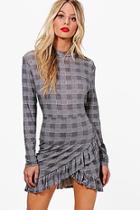Boohoo Dee Ruffle Long Sleeve Bodycon Dress