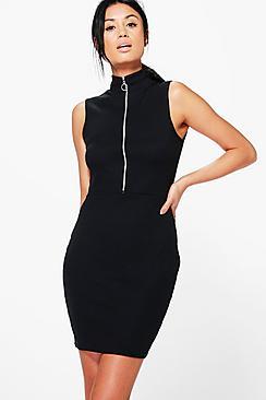 Boohoo Morgan O Ring High Neck Bodycon Dress
