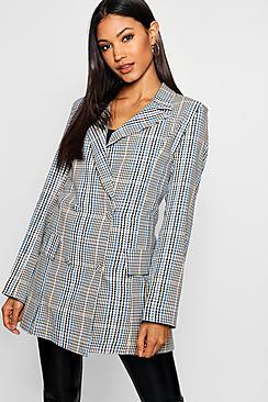 Boohoo Woven Check Longline Jacket