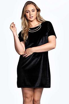 Boohoo Plus Julia Velvet Shift Dress