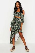 Boohoo Lemon Print Top & Asymetric Maxi Skirt Co-ord