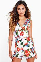 Boohoo Amy Floral Cross Back Playsuit