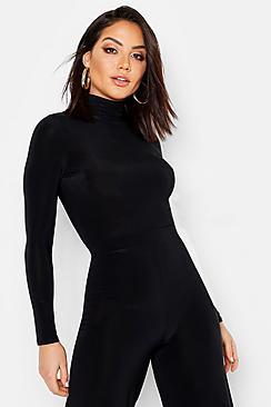 Boohoo Cow Print Roll Neck Top