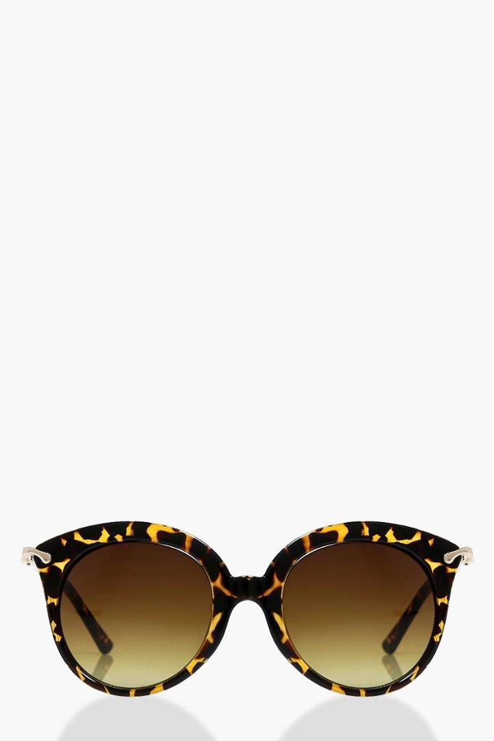 Boohoo Millie Tortoise Minimal Cat Eye Sunglasses Brown