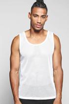 Boohoo Mesh Tank Top With Contrast Binding White