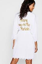 Boohoo Here Comes The Bride Lace Detail Robe