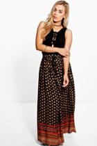 Boohoo Plus Stacey Printed Woven Maxi Skirt Multi