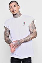 Boohoo Longline Cap Sleeve Tee With Parrot Embroidery