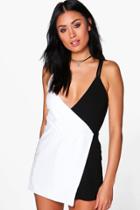 Boohoo Aylin Contrast Wrap Front Playsuit Multi