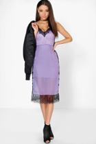 Boohoo Boutique Lia Eyelash Lace + Chiffon Midi Dress Violet