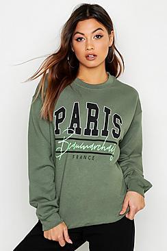 Boohoo Paris Neon Slogan Sweat