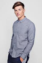 Boohoo Blue Texture Effect Long Sleeve Shirt