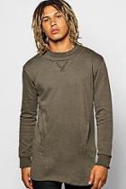 Boohoo Longline Raw Edge Sweatshirt With Pockets