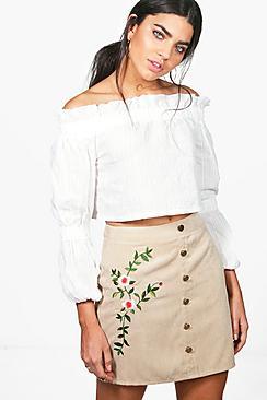Boohoo Inez Chunky Cord Embroidered Side Skirt