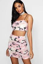 Boohoo Caitlin Strappy Camo Skirt Co-ord