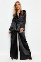 Boohoo Plus Satin High Waist Wide Leg Trouser